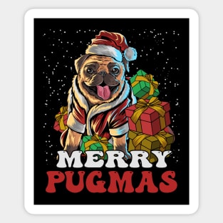 Merry Pugmas Cute Christmas Pug With Gifts Sticker